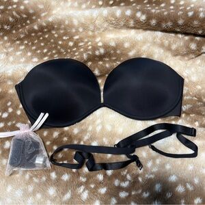 Victoria Secret with straps Everyway multi Push Up Strapless Bra black 36DD 36E